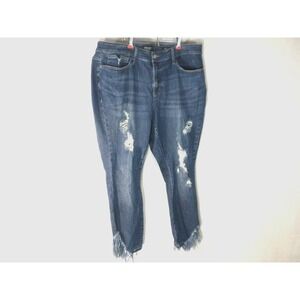 Judy Blue Jeans 20W Blue Denim Mid Rise Distressed‎ Thrash Hem Skinny JB8821